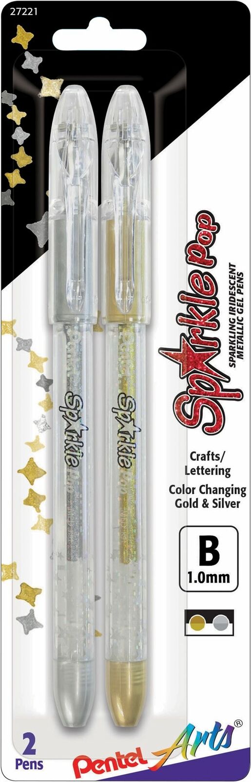 Pentel Sparkle Pop Metallic Gel Pens 1.0mm 2/Pkg Gold & Silver Ink K91PABPX
